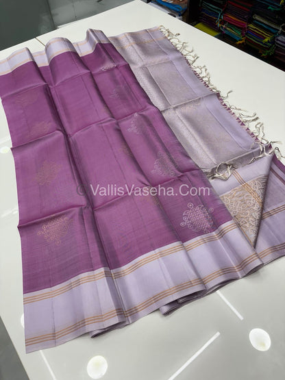 Pure Soft Silk Saree - Kolam Design Pink & Cream Shade - VVPSS074