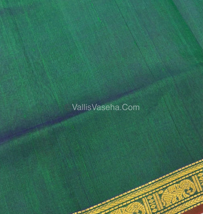 Pure Silk Cotton Saree - Retta Mayil Design - Dual Tone - Green Shade - VVRMS001
