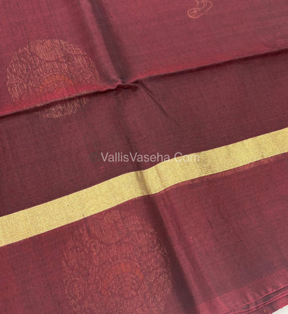 Kora Silk Saree - SICO -  Black With Maroon Shade  - VVKS002