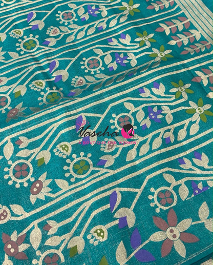 Banarasi - Heritage Meenakari Silk -   Turquoise Blue  Shade - VVBHS016