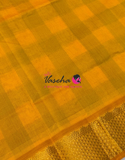 Semi Silk Cotton Saree |  Pazhum Pazhamum Checks Design |VVSSC011