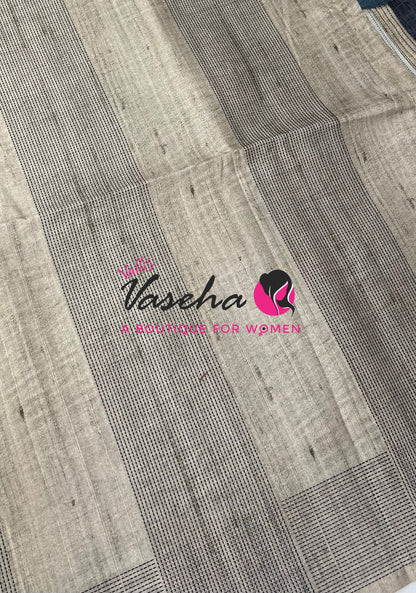 Semi Matka Tussar  Saree - Grey & Pink Shade - VVSMT002