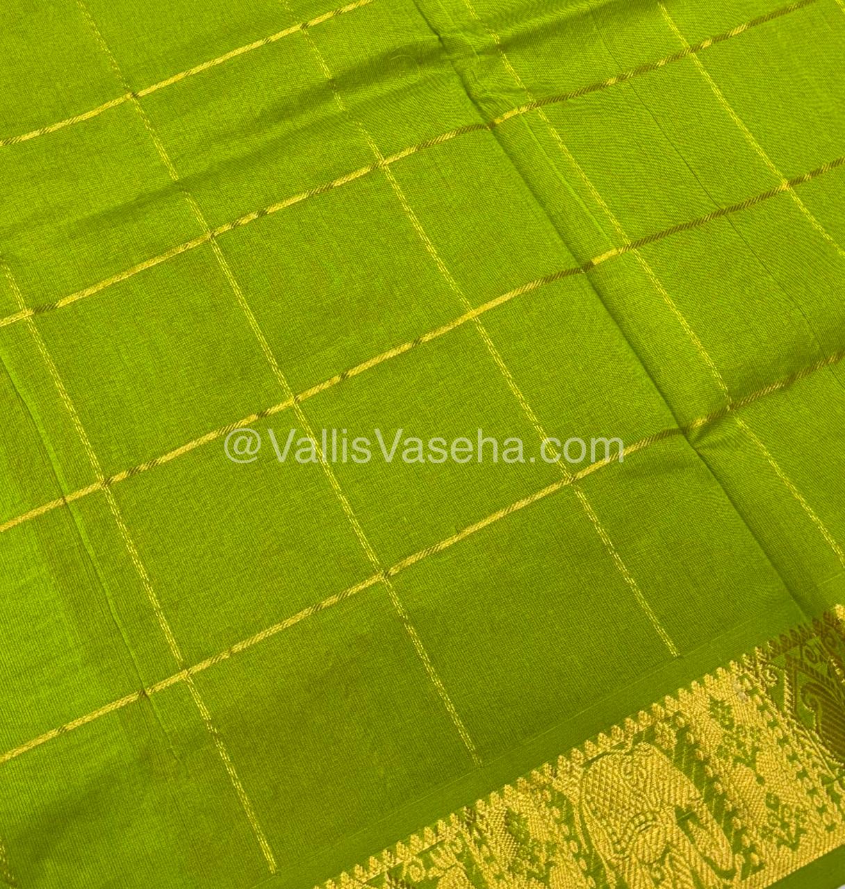 Semi Silk Cotton Saree - Red with Green shade - VVSSC002