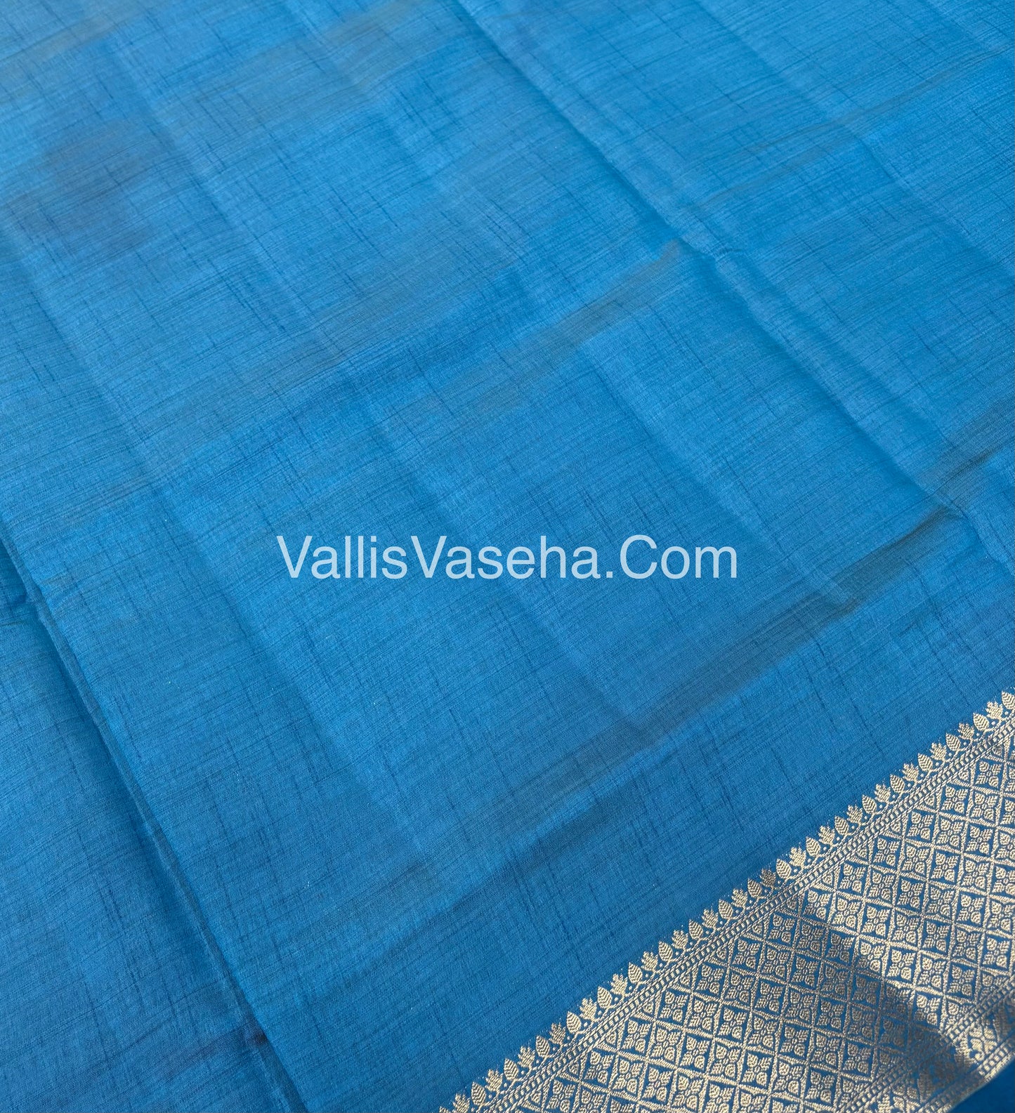 Semi Tussar Silk - Grand Pallu  - Blue Shade - VVSTS022
