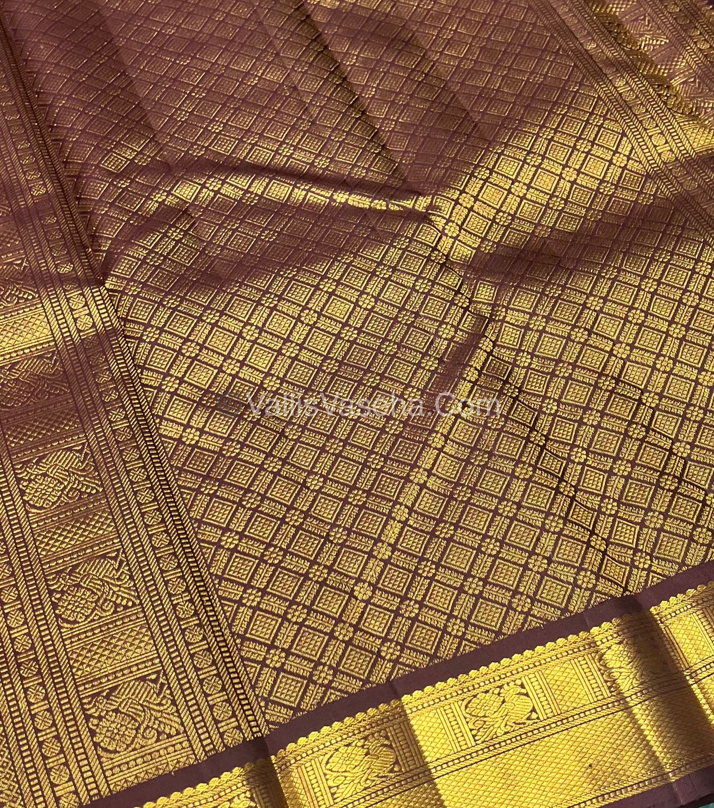 Pure Kanchipuram Silk Saree - Rust Orange With Wine Brown Shade  - VVPS022