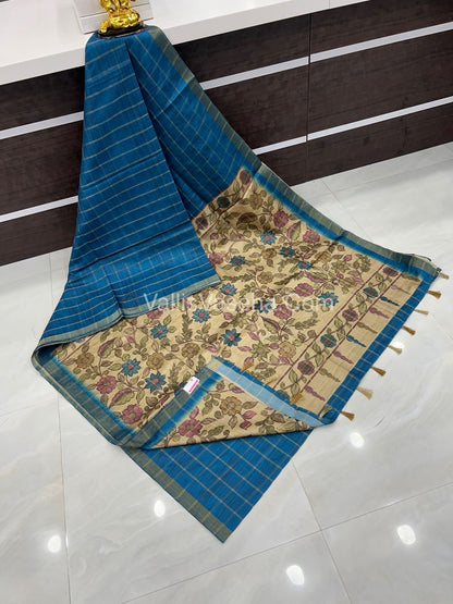 Semi Gicha Tussar Silk Saree - checks pattern - VVSGT001