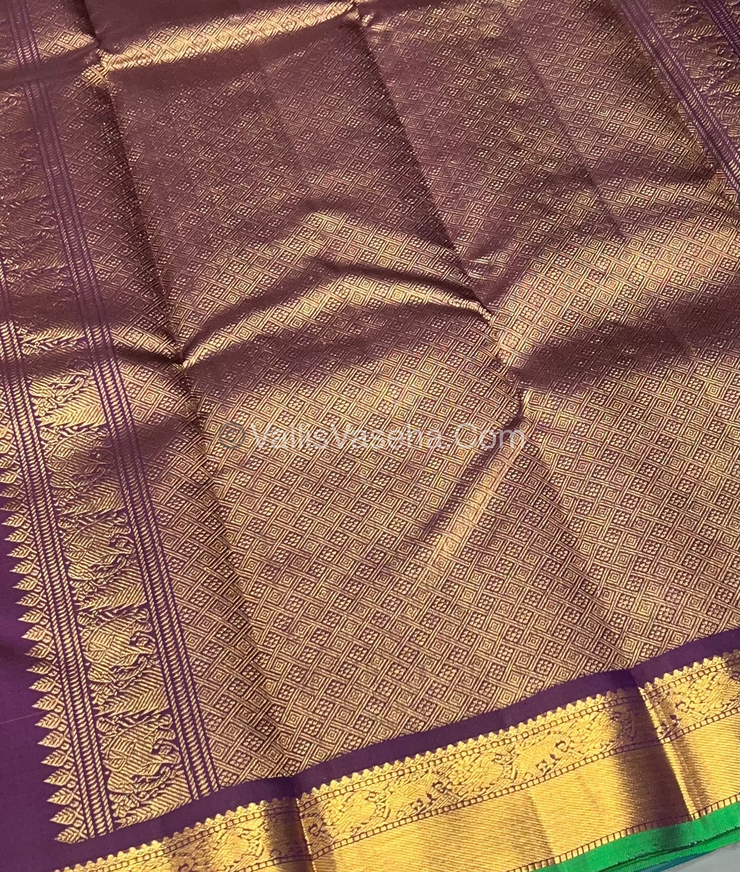 Pure Kanchipuram Silk Saree - Triple Tone  & Wine Purple/Green Combo - VVPS014