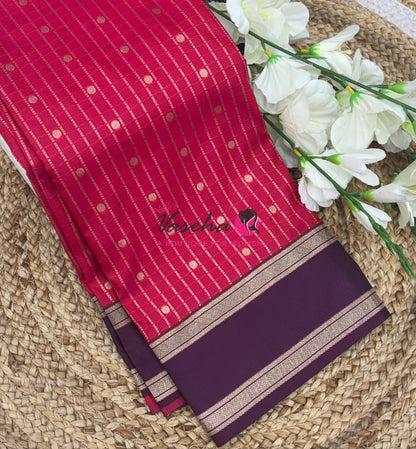 Semi Soft Silk - Pinkish Red With Purple - VVSSS035