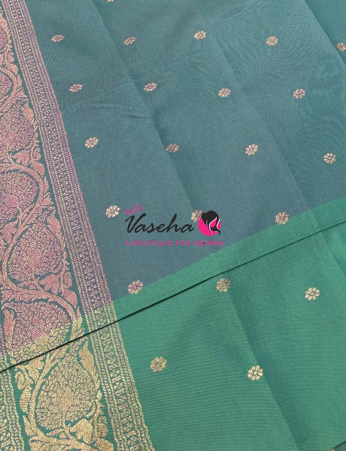 Semi Soft Silk - Purple  With Peacock Greenish Blue - VVSSS039