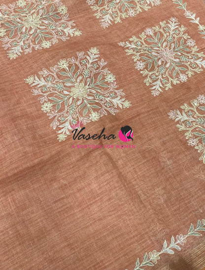 Linen Tissue Saree -  Orange Shade - VVLTS005