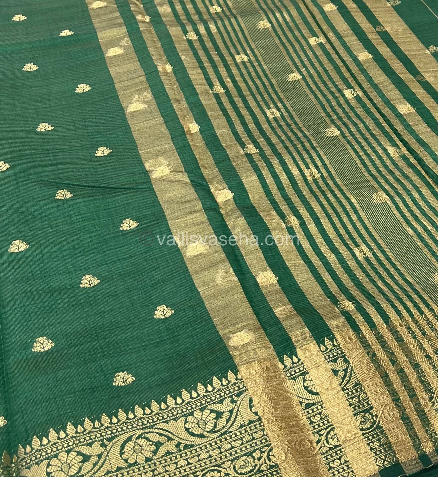 Semi Tussar Silk Saree - Dark Green Shade - VVSTS008