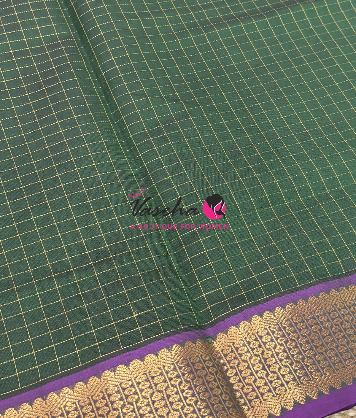 Semi Silk Cotton Saree - Checks Pattern - VVSSC019