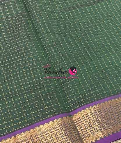 Semi Silk Cotton Saree - Checks Pattern - VVSSC019