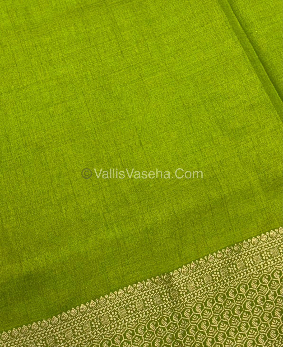 Semi Tussar Silk - Grand Pallu - Green Shade - VVSTS021