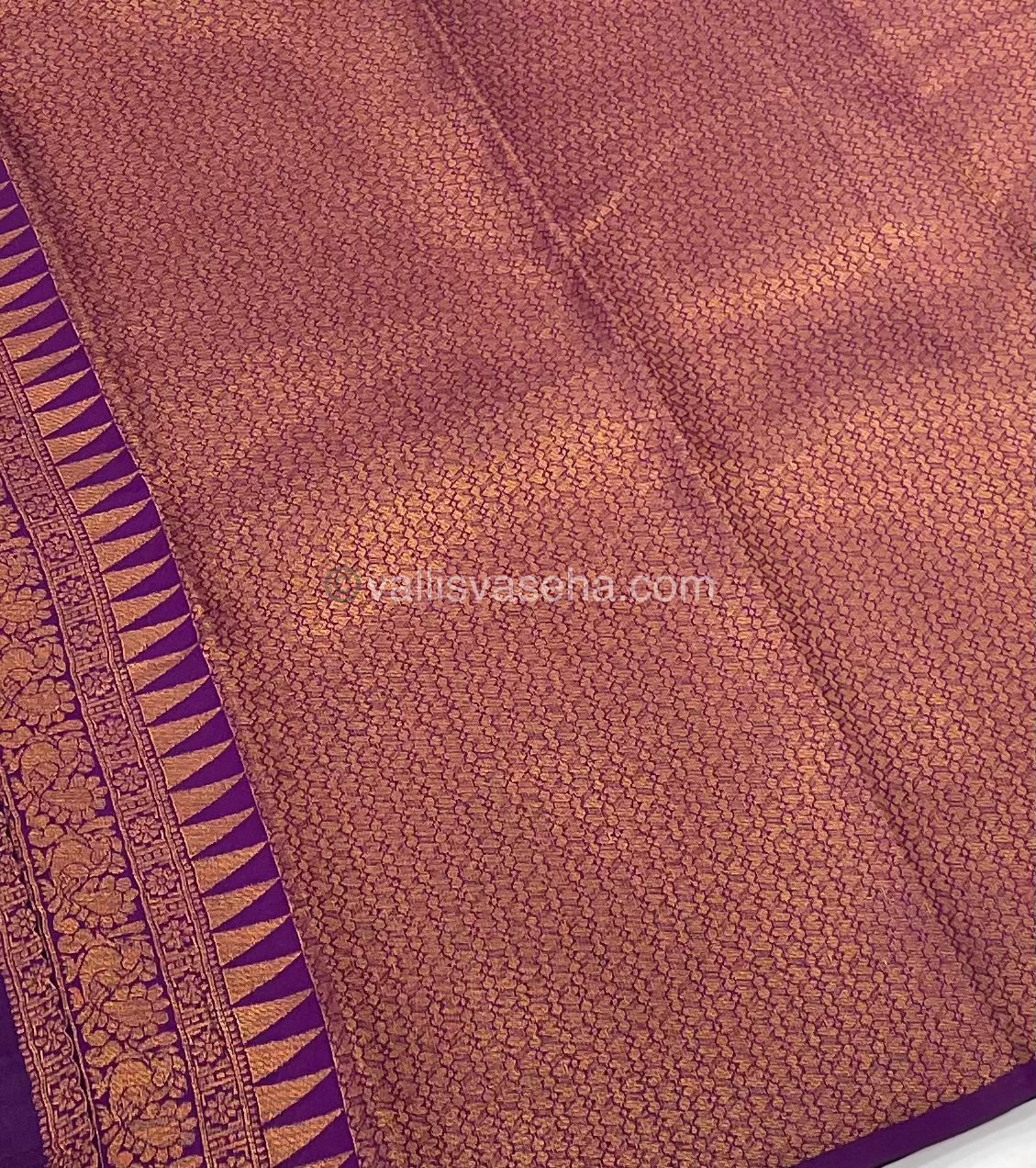 Kanchi Semi Silk - Blue with Purple - Mayil & Chakkaram design - VVKSS001