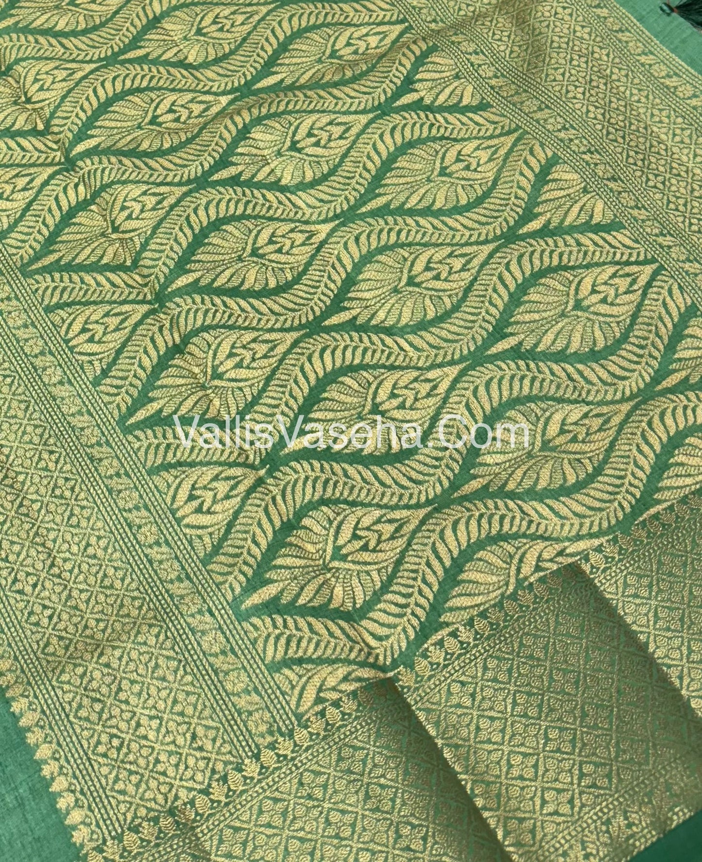 Semi Tussar Silk - Grand Pallu  -Pastel Green Shade - VVSTS022