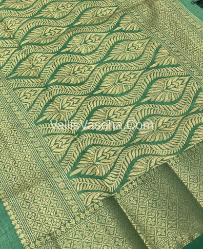 Semi Tussar Silk - Grand Pallu  -Pastel Green Shade - VVSTS022