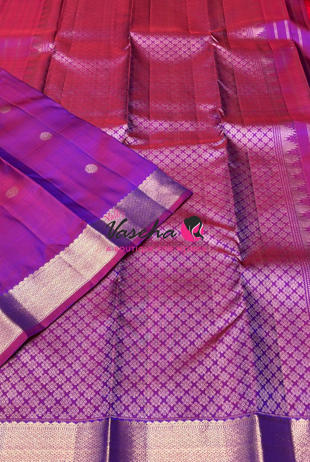 Pure Kanchipuram Silk Saree -  Purple Shade - VVPS093