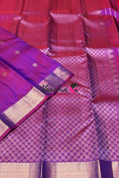 Pure Kanchipuram Silk Saree -  Purple Shade - VVPS093