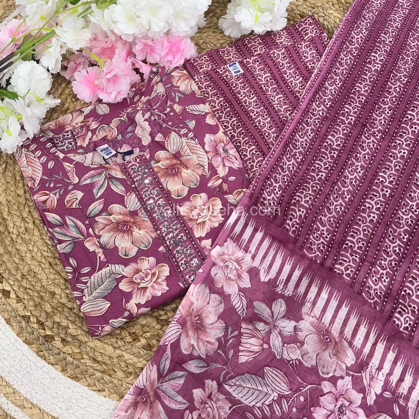 Ready Made - Anarkali - Salwar, Kameez & Duppatta(3pc)- Printed Cotton - VVAS004