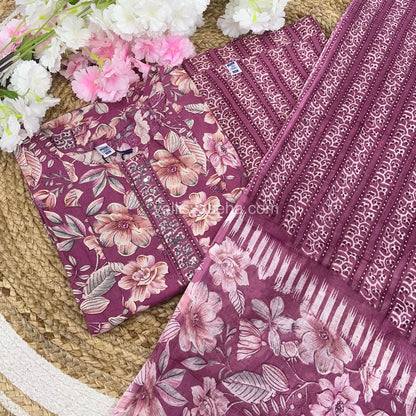 Ready Made - Anarkali - Salwar, Kameez & Duppatta(3pc)- Printed Cotton - VVAS004
