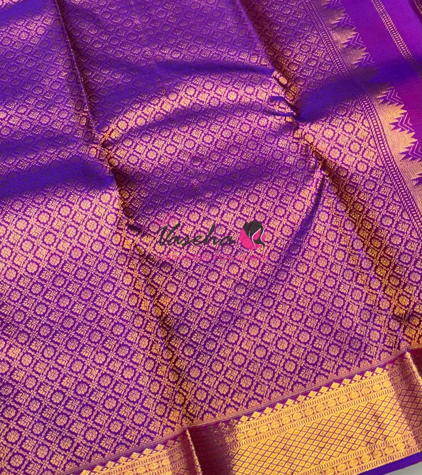 Pure Kanchipuram Silk Saree - Purple Shade  - VVPS056