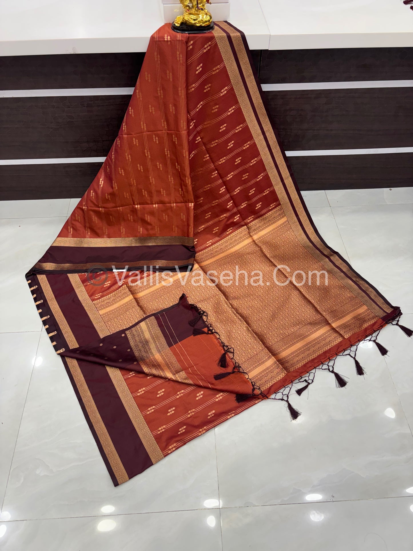 Semi Soft Silk - Rust Orange With Wine Brown Shade -VVSSS022