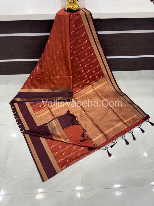 Semi Soft Silk - Rust Orange With Wine Brown Shade -VVSSS022