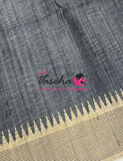 Semi Matka Tussar  Saree - Grey & Cream Shade - VVSMT002