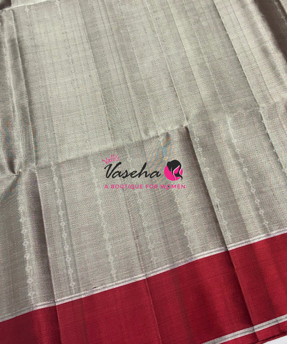 Pure Soft Silk Saree - Grey & Red  Shade - VVPSS127