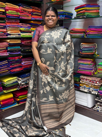 Art Tussar / Art Silk - Grey & Grey Shade - VVATS003