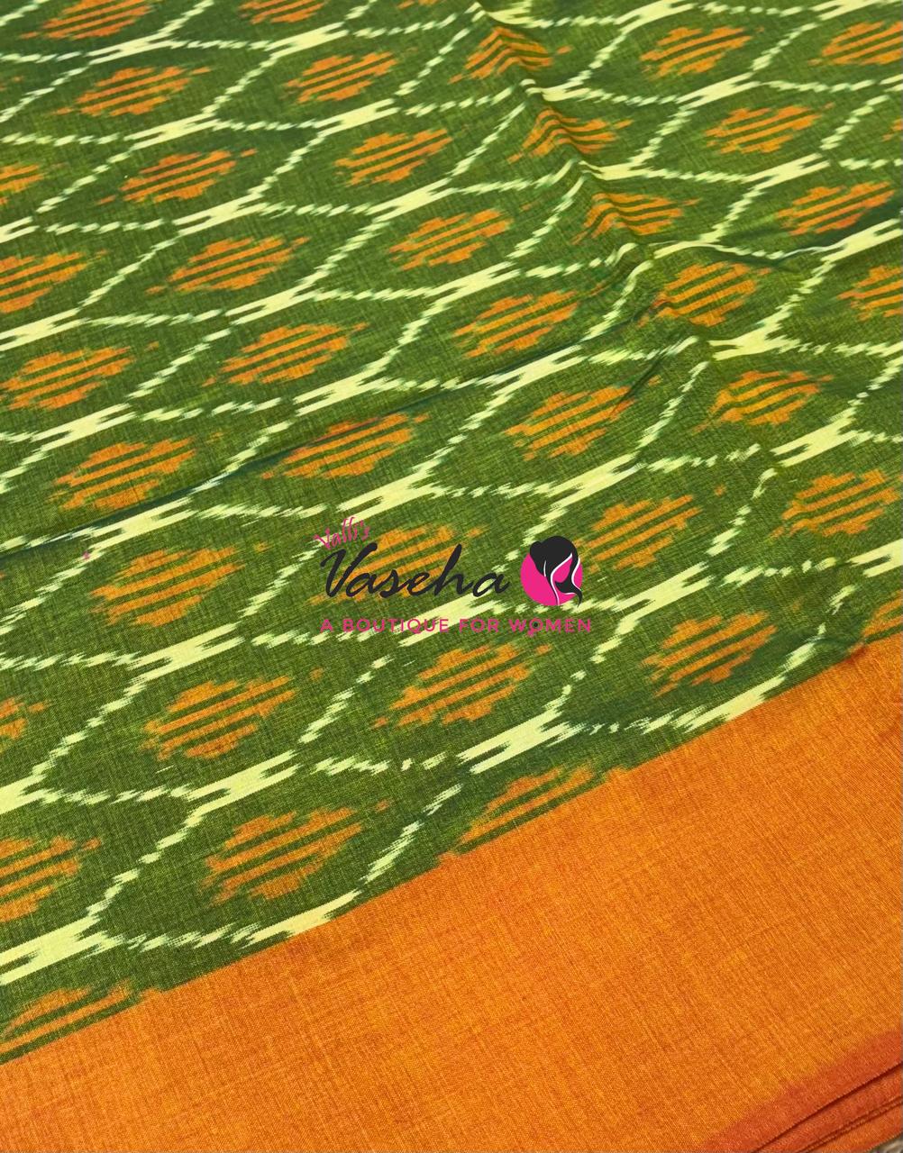 Ikkat Mercerised Cotton Saree - Single Ikkat - VVIKS001