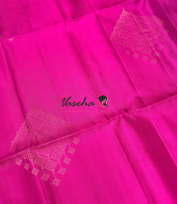 Pure Soft Silk Saree - Border Less - Pink & Dual Tone Green Combo - VVPSS112