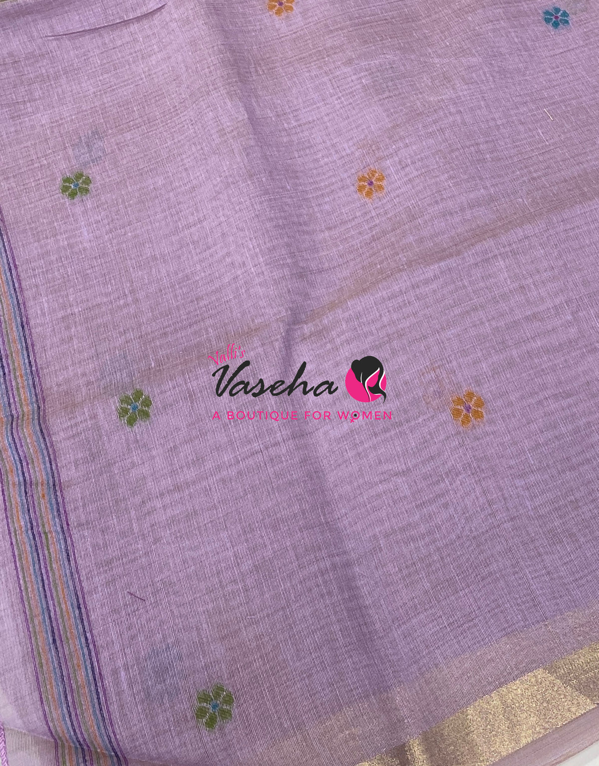 Muga Cotton Saree - Lavender Shade - VVMCS002