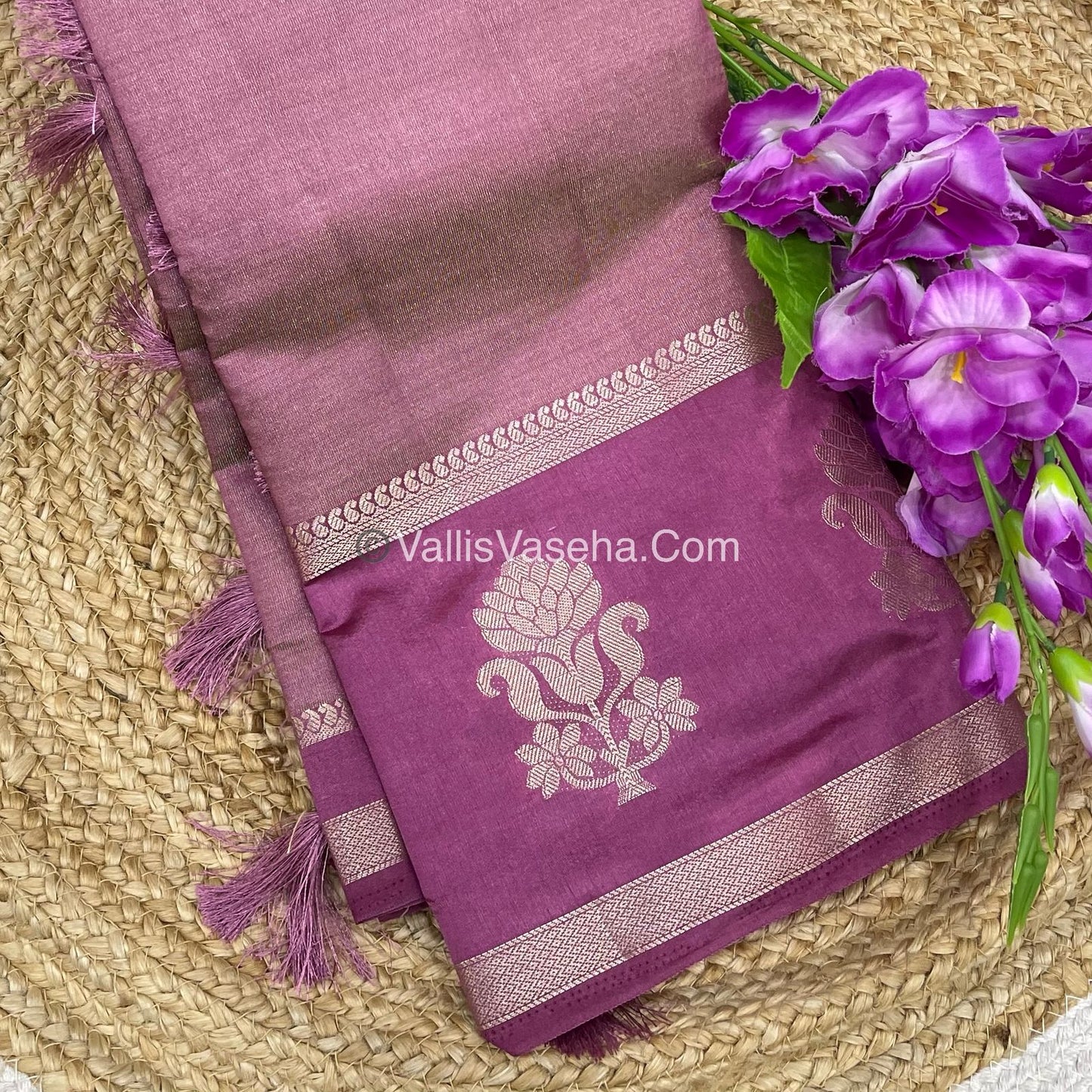 Semi Tissue Tussar Silk - Onion Pink Shade - VVSTS043