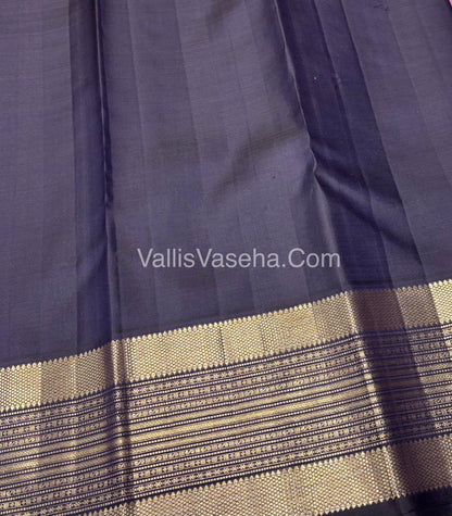 Pure Vintage Korvai Kanchipuram Bridal Silk Saree - Pink & Navy Blue Combo - VVPS033