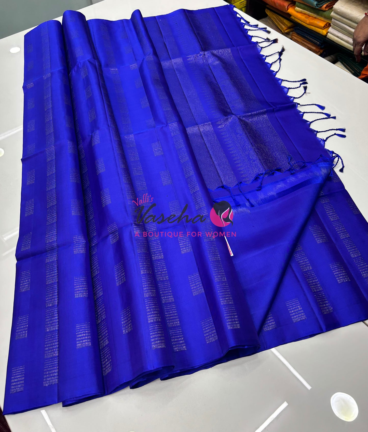 Pure Soft Silk Saree - Border Less - Blue Shade - VVPSS079