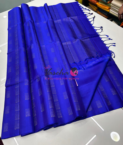 Pure Soft Silk Saree - Border Less - Blue Shade - VVPSS079