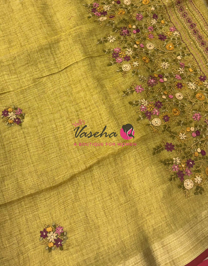 French Knot - Tissue Saree - Green Shade - VVLFN014