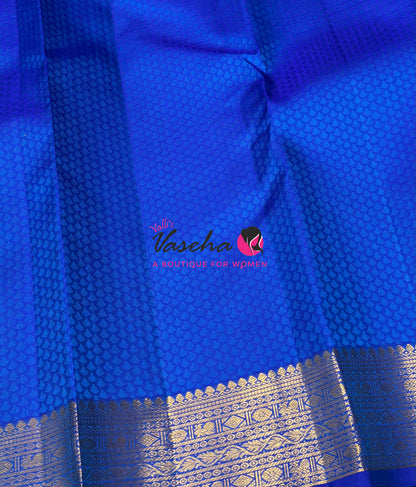 Pure Kanchipuram Silk Saree - Jacquard Design - Dual Tone Green & Blue Combo - VVPS023