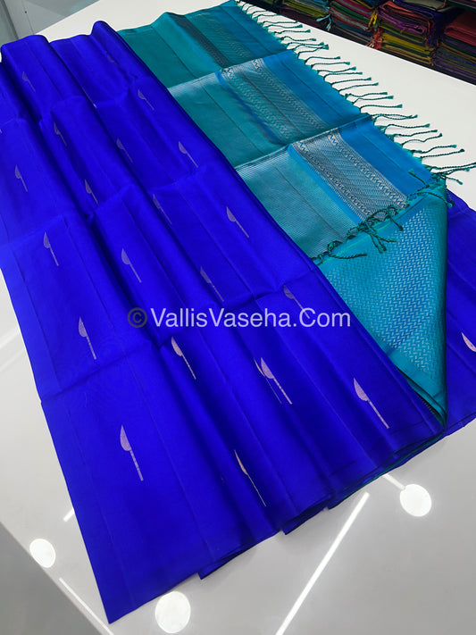 Pure Soft Silk Saree - Light weight - Border Less - Blue & Blue - VVPSS035