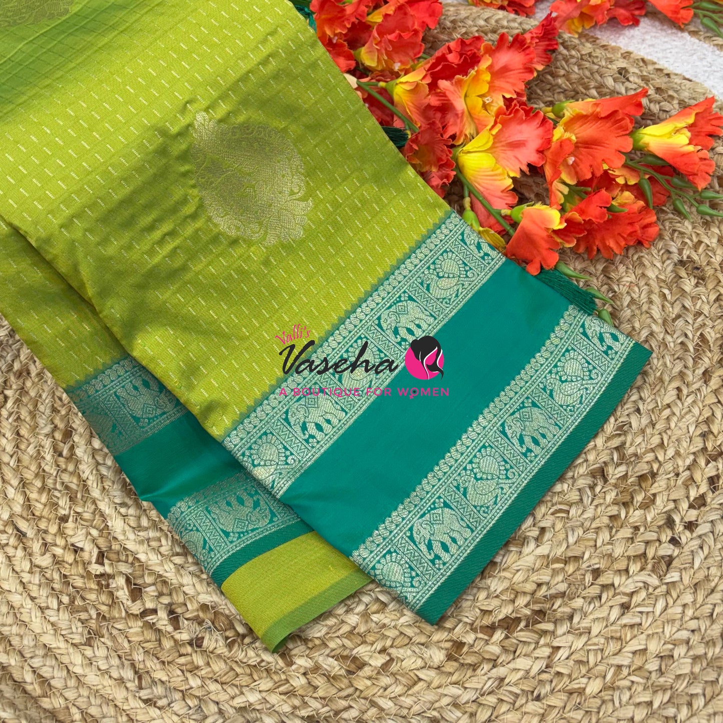 Semi Soft Silk -  Green  With Green - VVSSS038