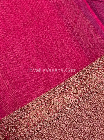 Bamboo Silk Saree - Blue with Pink Shade - VVBSS008