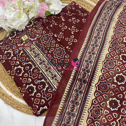 Ready Made | Semi Anarkali Set  (3pc)|Cotton |VVRMS035