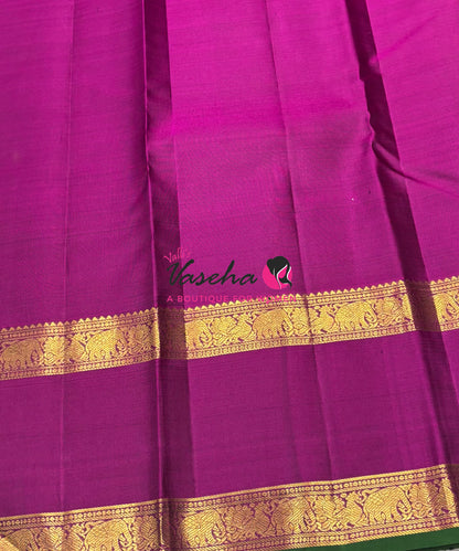 Pure Bridal Kanchipuram Silk Saree -  Green & Purple Combo - VVPS076