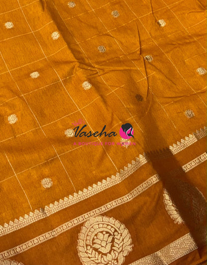 Semi Tussar Silk Saree | Orange Shade |VVSTS060