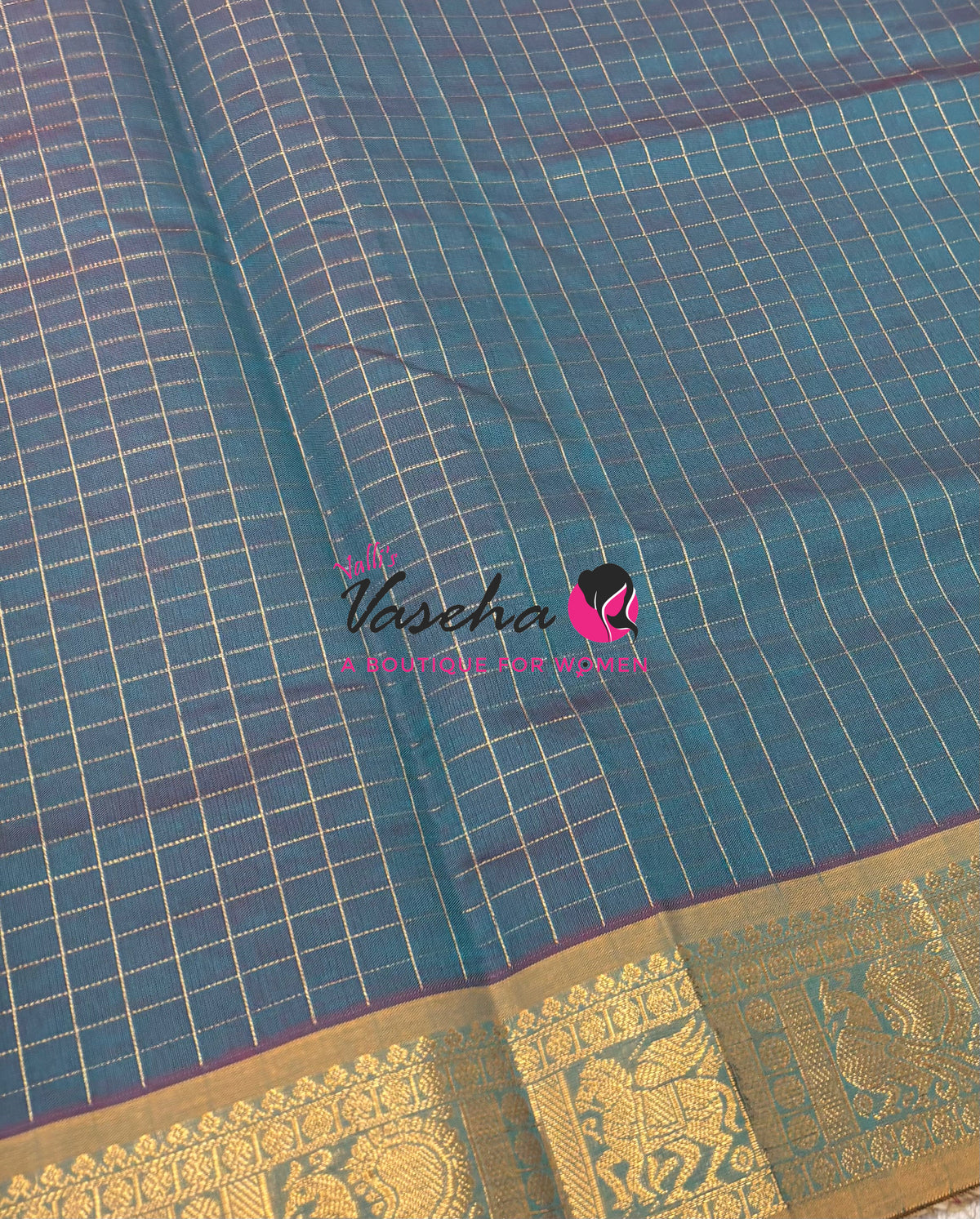 Semi Silk Cotton Saree - Checks Pattern - VVSSC019