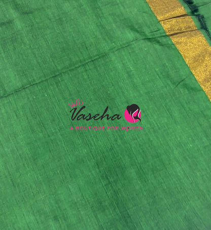 Handloom Cotton Sarees  - Green Shade - VVKC001