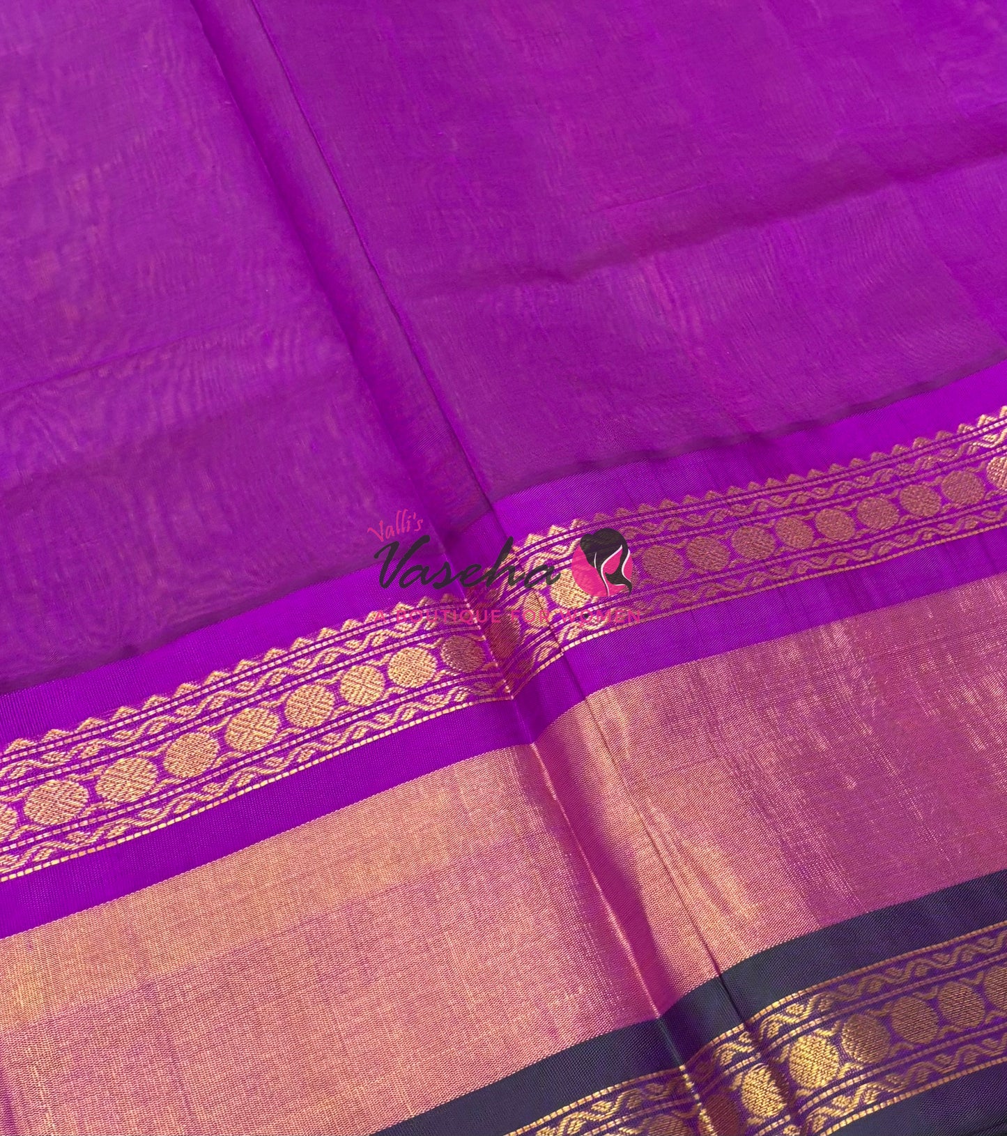 Pure Korvai Silk Cotton With Retta Petta Ganga Jamuna Border - VVKSC011