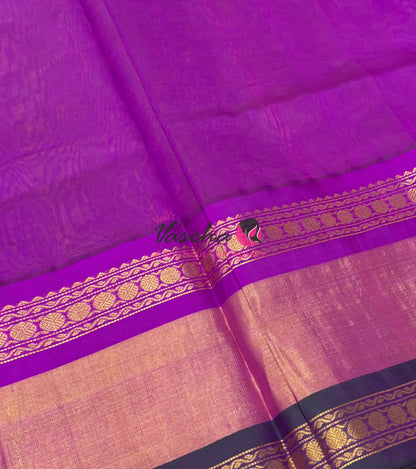 Pure Korvai Silk Cotton With Retta Petta Ganga Jamuna Border - VVKSC011